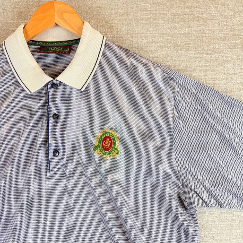 VTG 83rd PGA Championship Slazenger Polo Shirt Men L Blue Houndstooth Atlanta GA